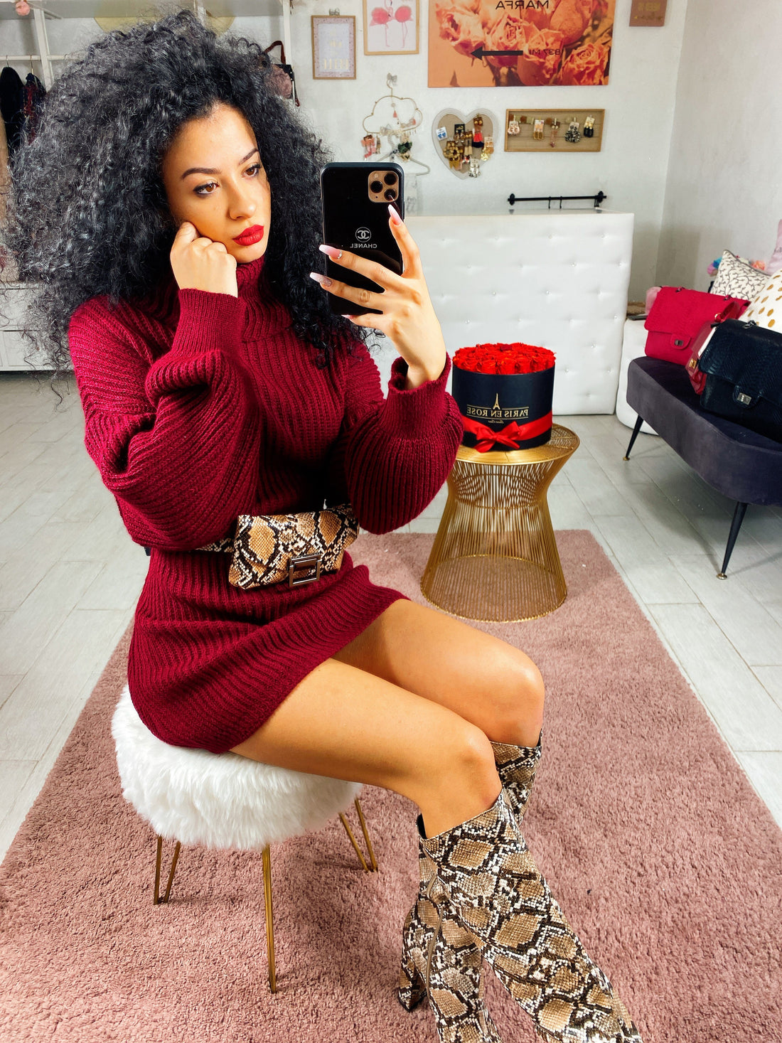 Abito in lana bordeaux - R.a. Boutique 