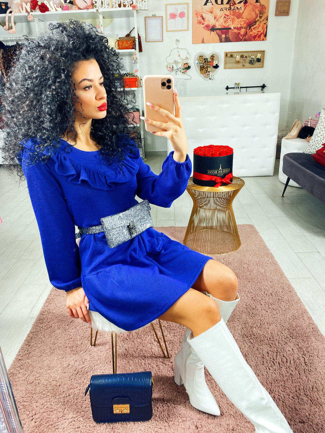 Abito in lana con balze e rouge - R.a. Boutique 