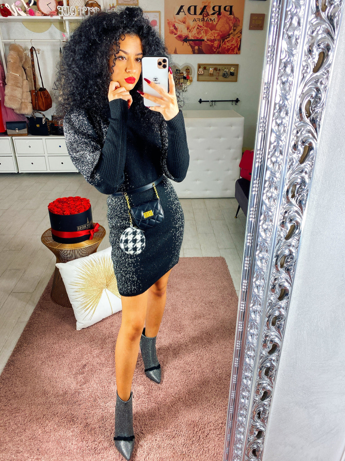 Abito in lana Nero con glitter argento - R.a. Boutique 