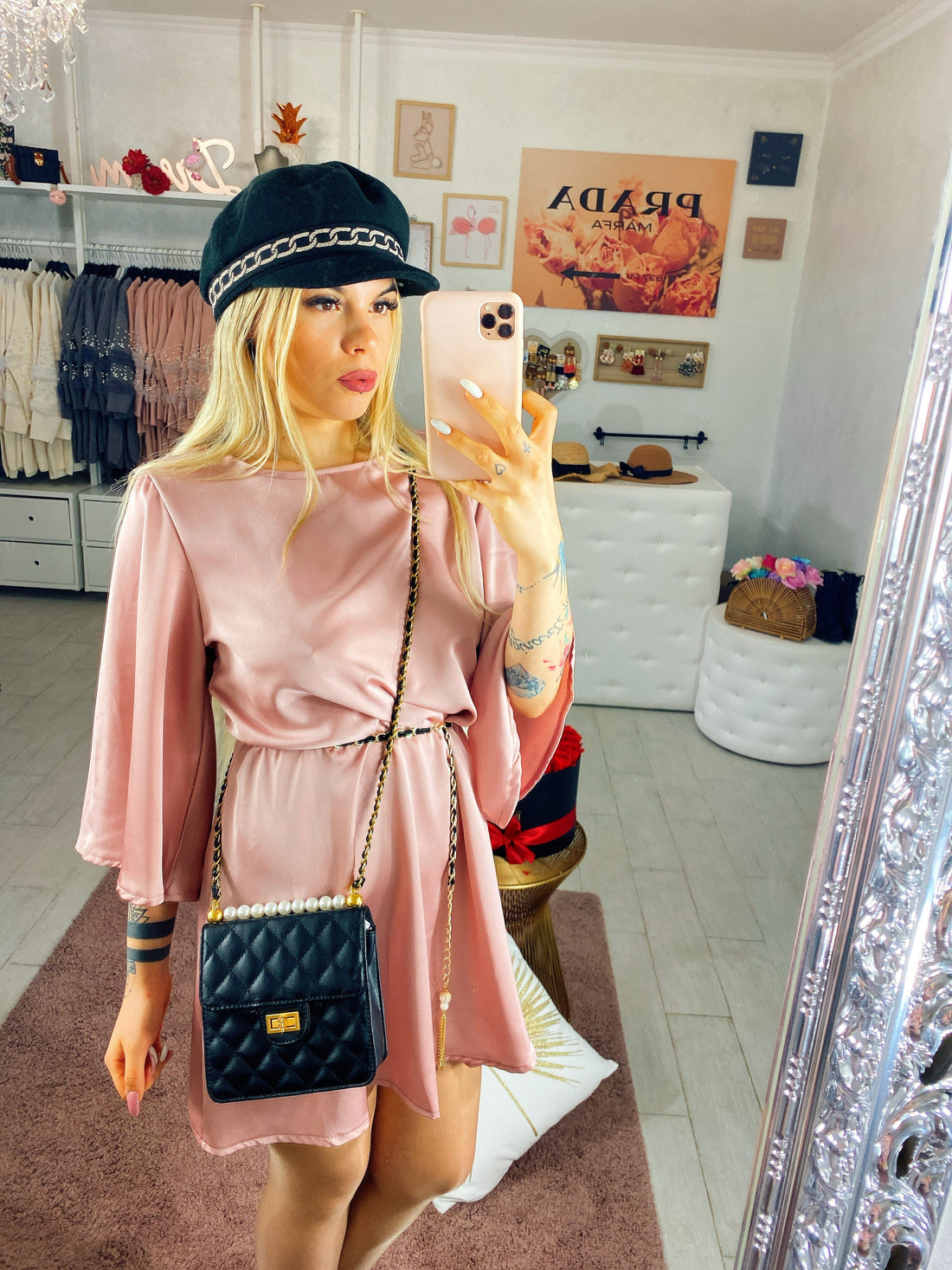 Abito in raso con cinturina - R.a. Boutique 