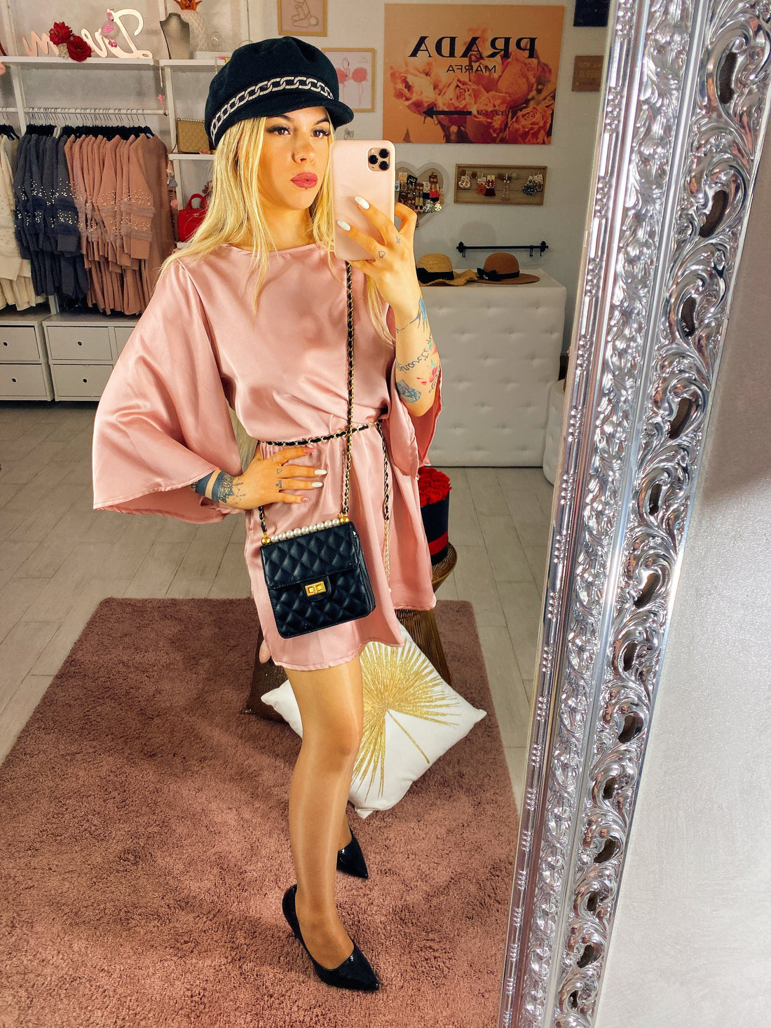 Abito in raso con cinturina - R.a. Boutique 