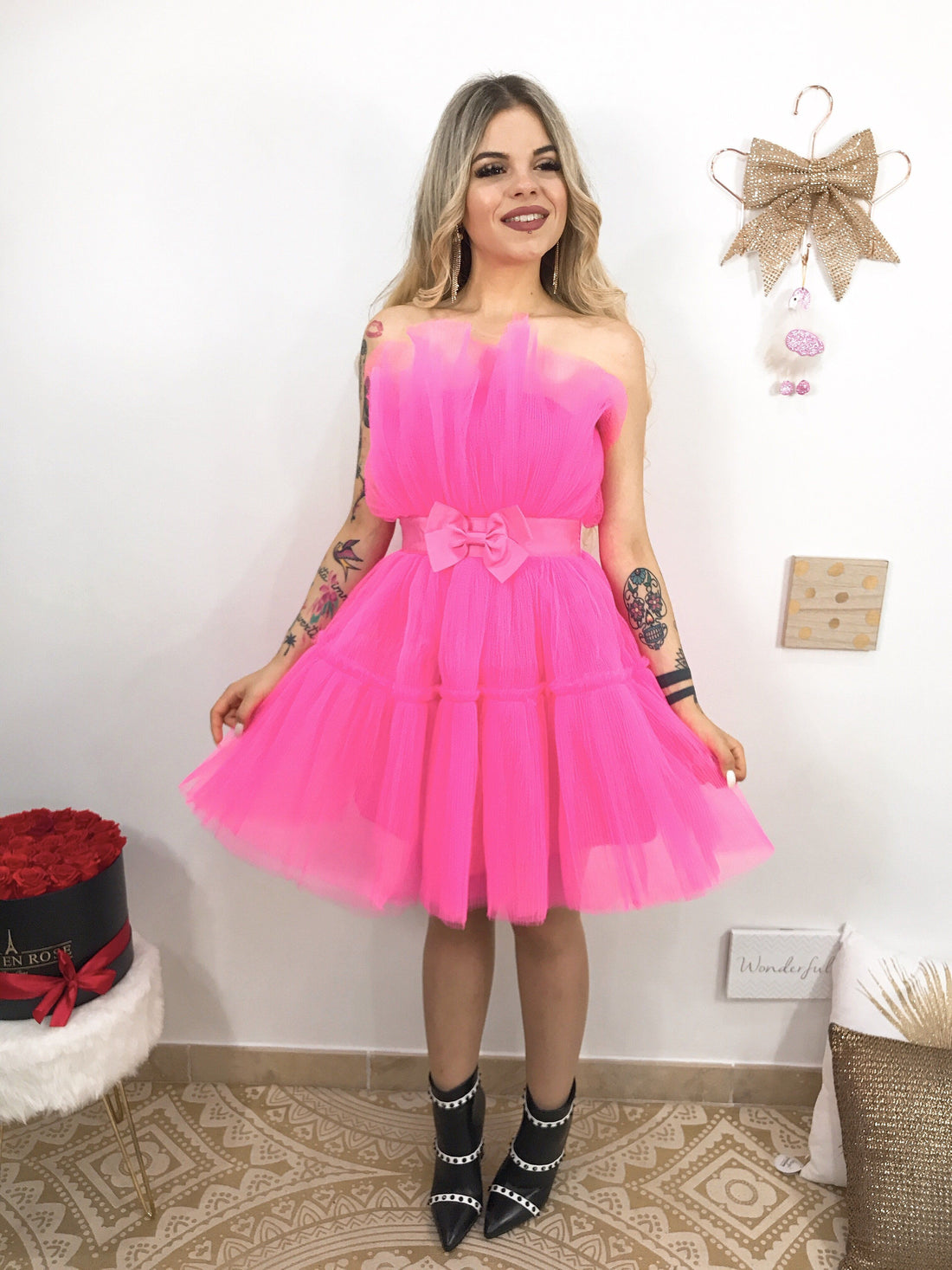 Abito in tulle con fiocco - R.a. Boutique 