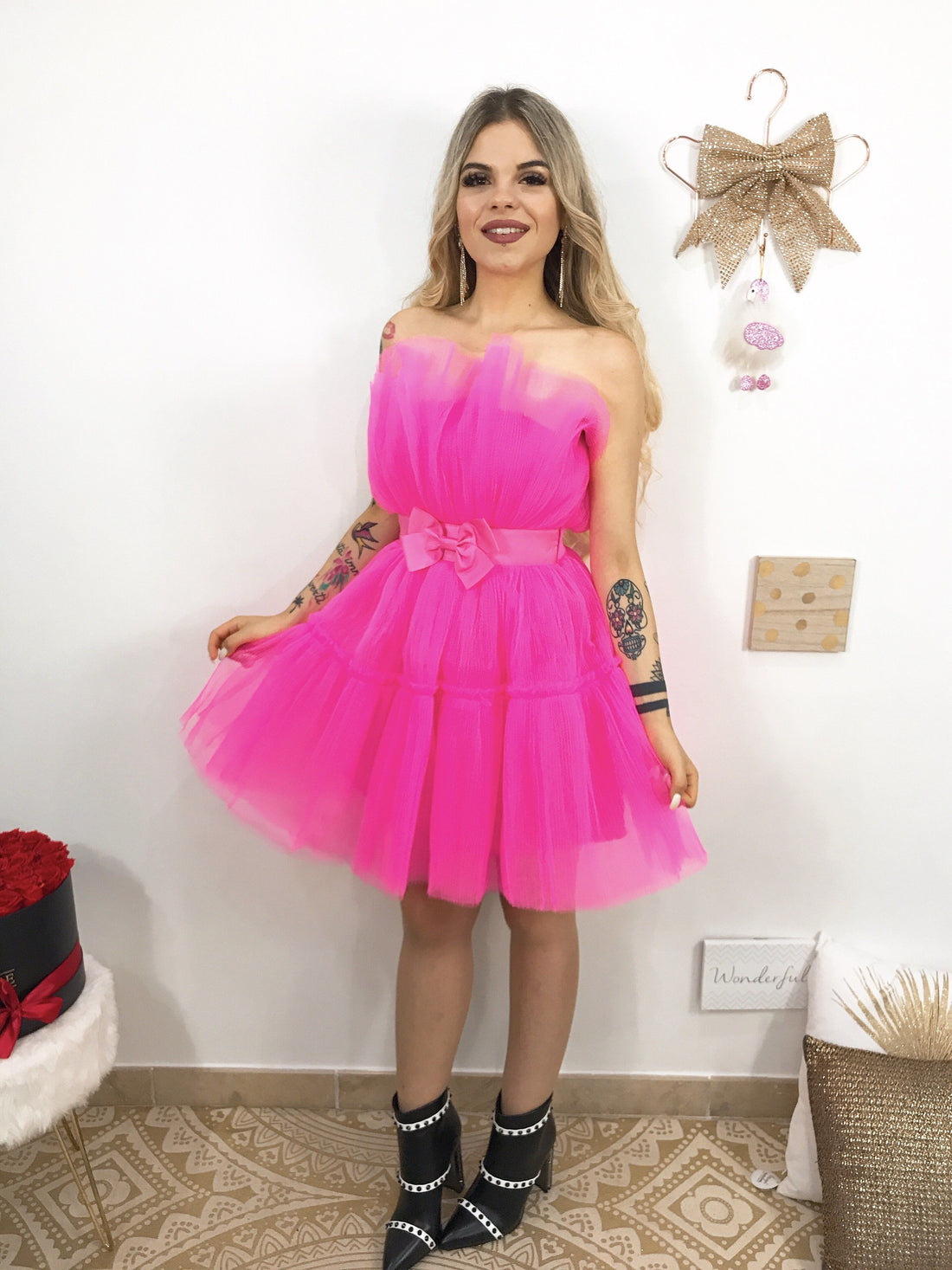 Abito in tulle con fiocco - R.a. Boutique 