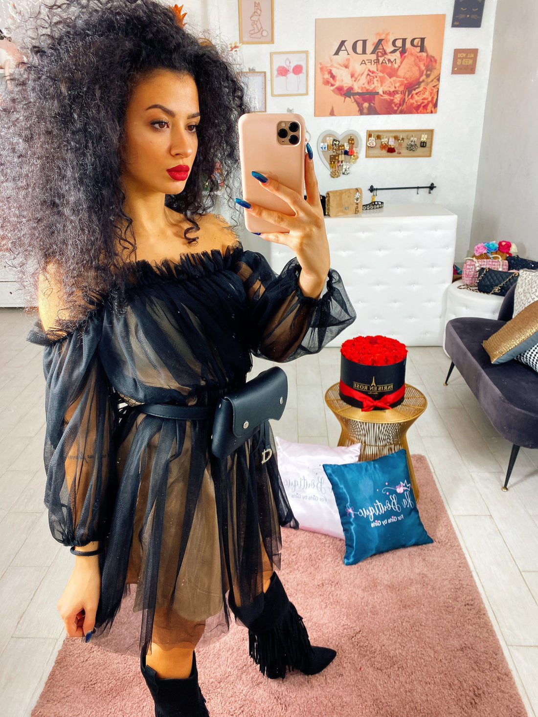 Abito in tulle con scollo a barchetta - R.a. Boutique 