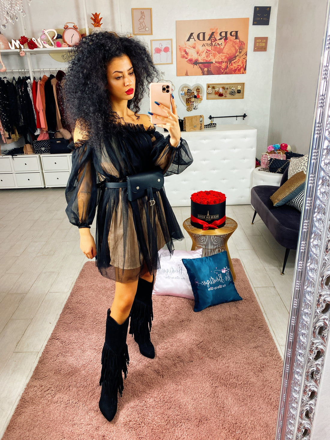 Abito in tulle con scollo a barchetta - R.a. Boutique 