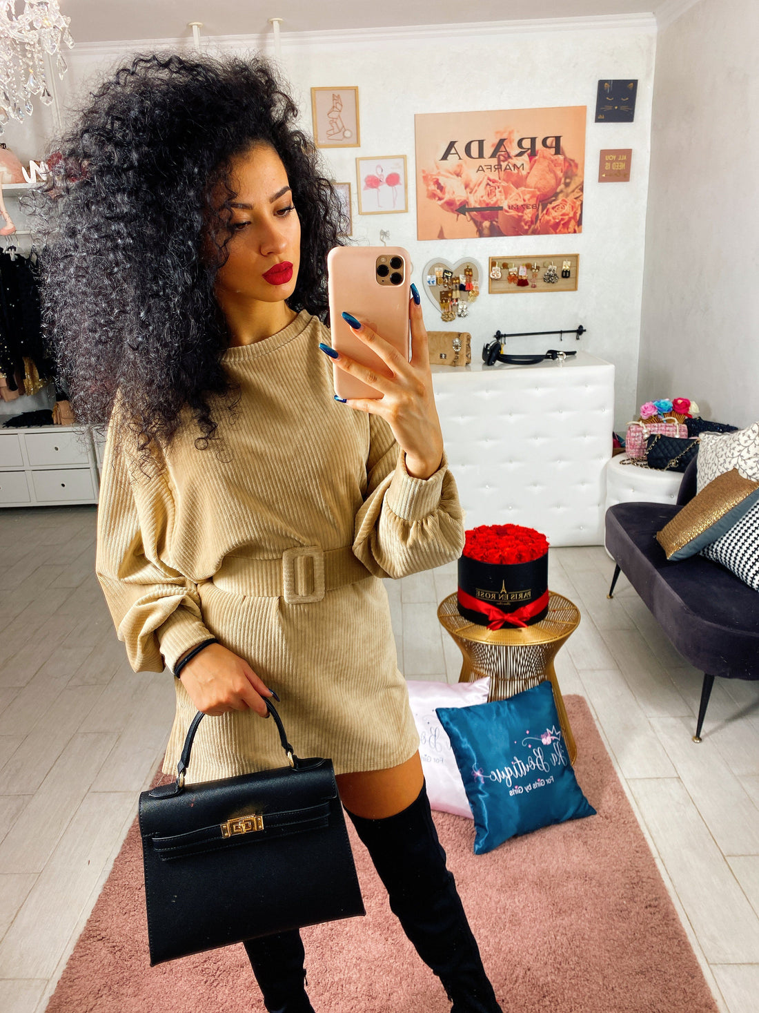 Abito in velluto con cintura - R.a. Boutique 