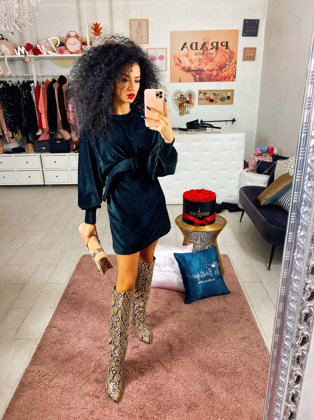 Abito in velluto con cintura - R.a. Boutique 