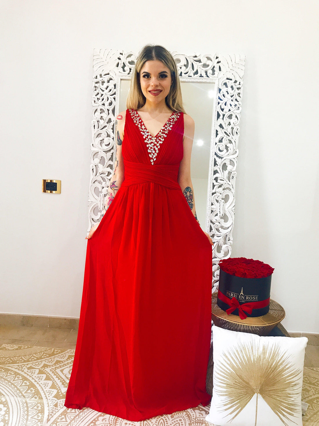 Abito Luxury rosso con strass - R.a. Boutique 