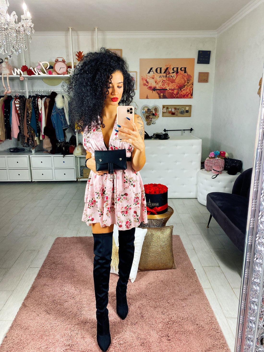 Abito rosa a fiorellini - R.a. Boutique 