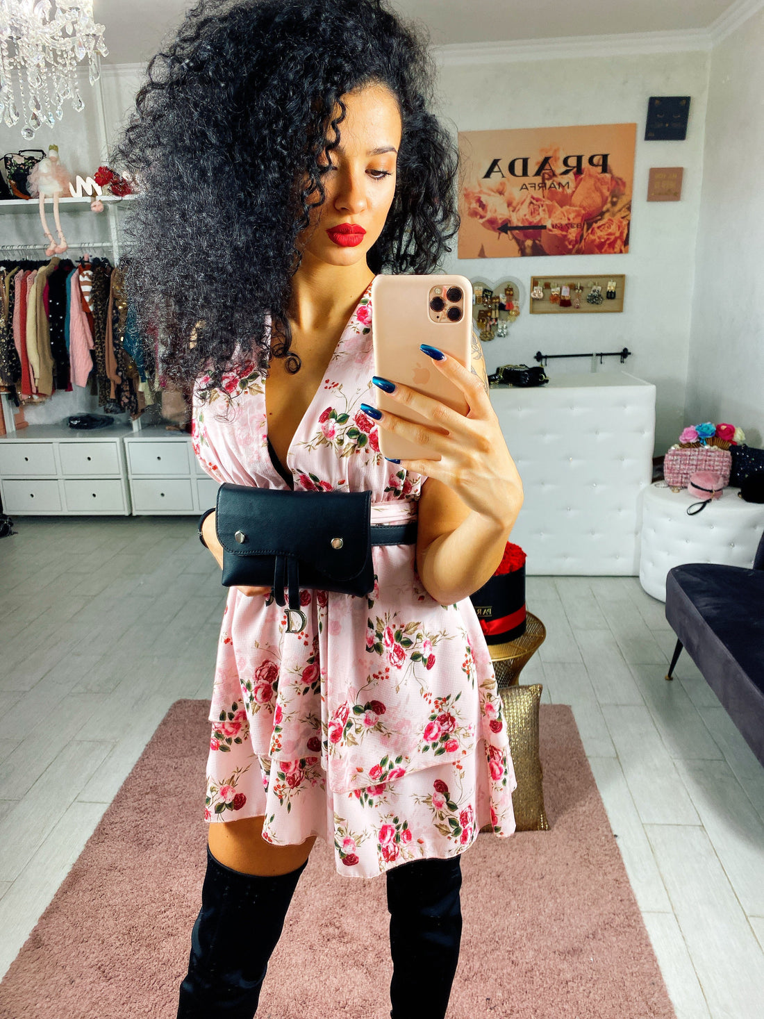 Abito rosa a fiorellini - R.a. Boutique 