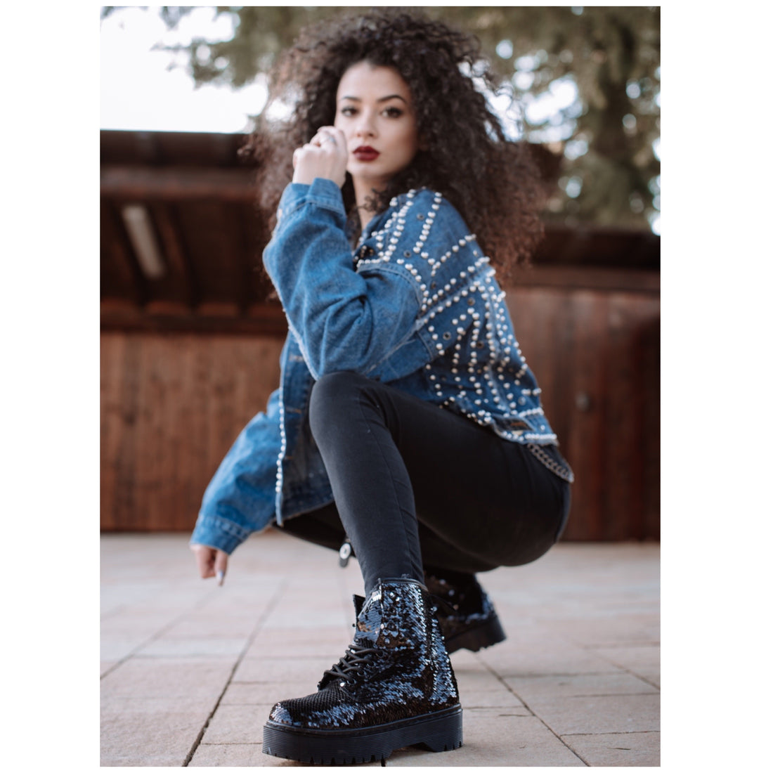 Biker black con paillettes - R.a. Boutique 