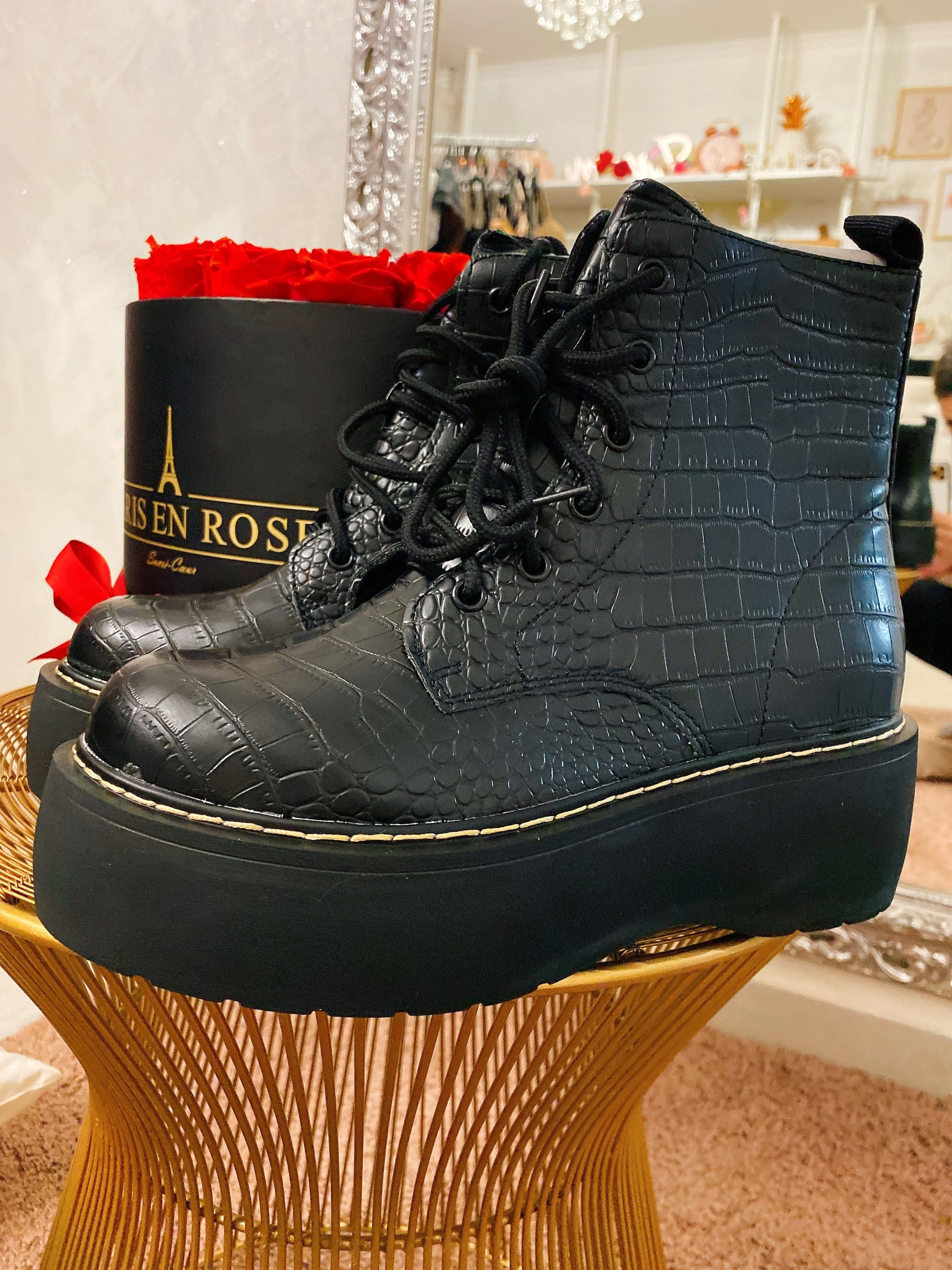 Biker croco con plateaux - R.a. Boutique 