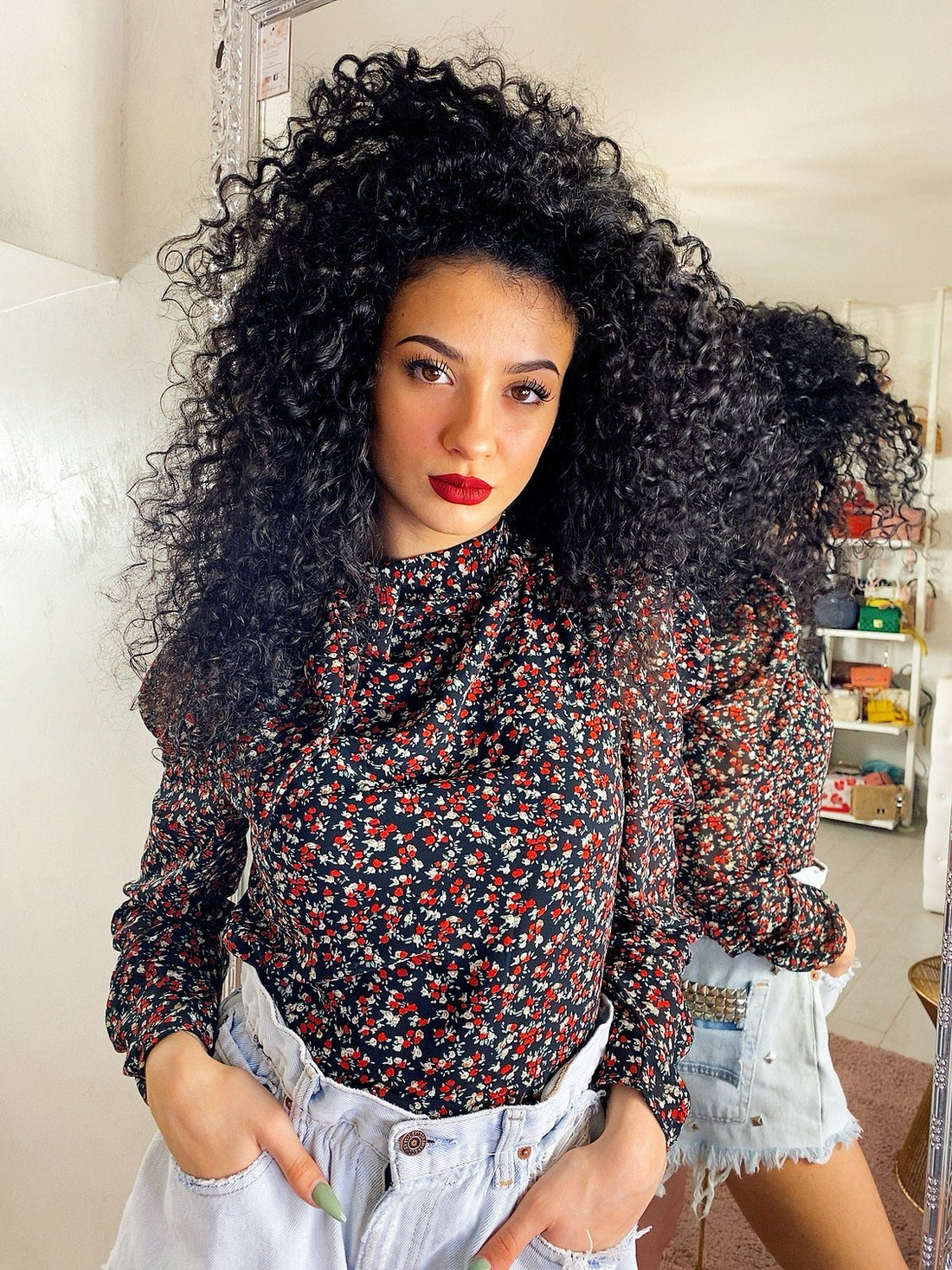 Blusa a fiorellini Rossi - R.a. Boutique 