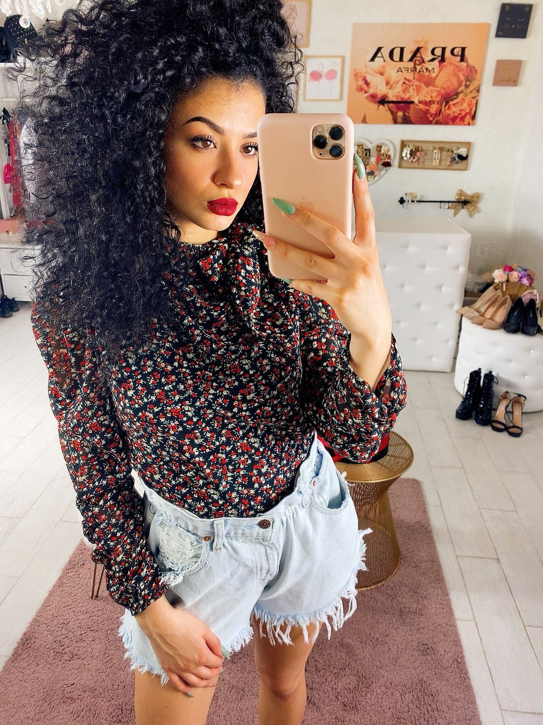 Blusa a fiorellini Rossi - R.a. Boutique 