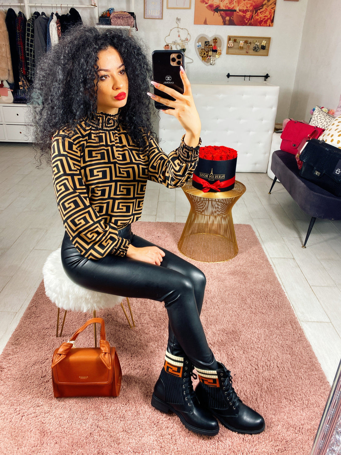 Blusa con fantasia marroncina - R.a. Boutique 