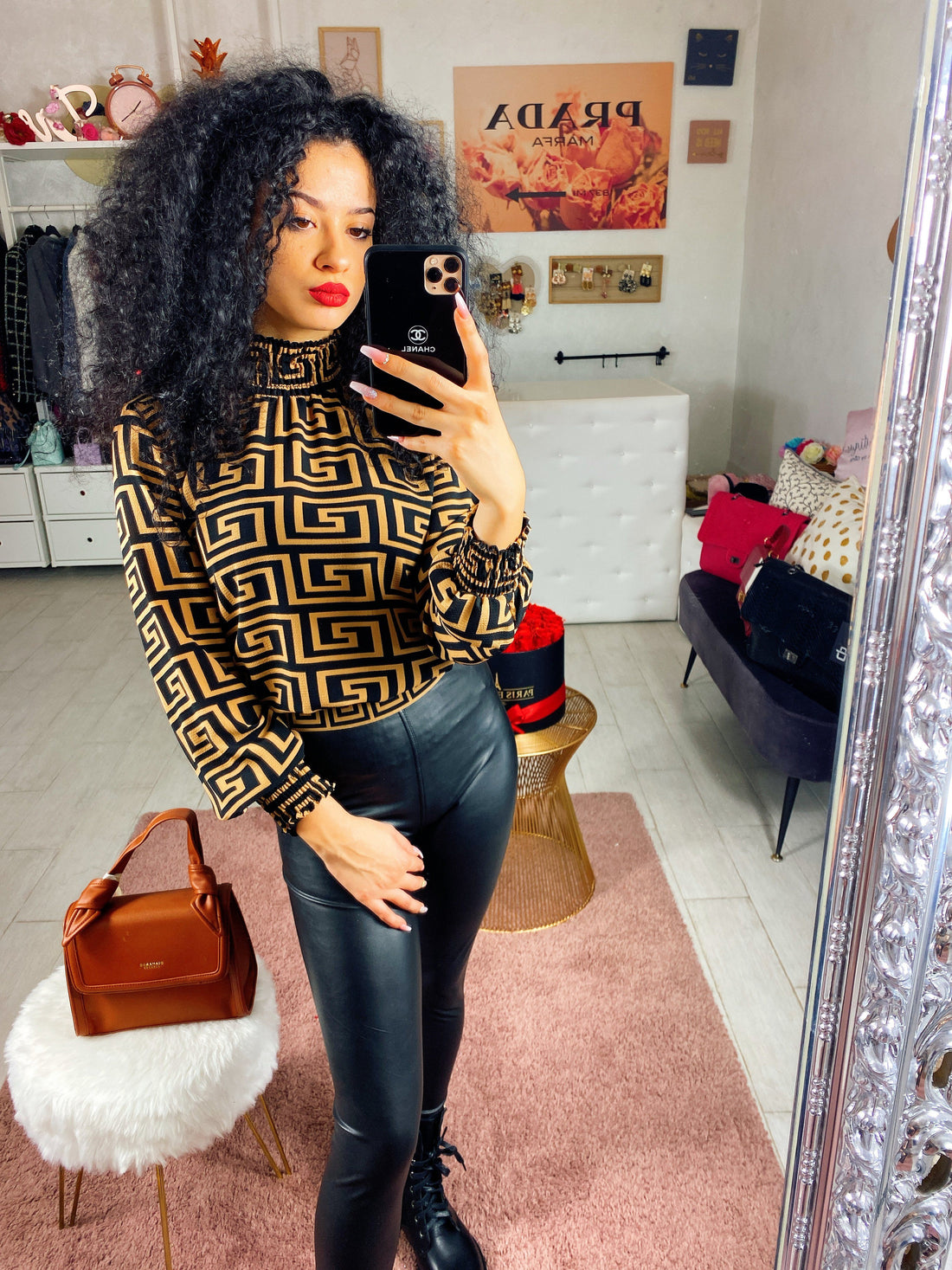 Blusa con fantasia marroncina - R.a. Boutique 