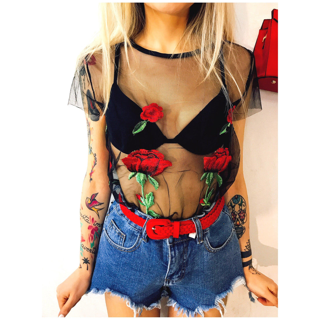 Blusa con Rose ricamate - R.a. Boutique 