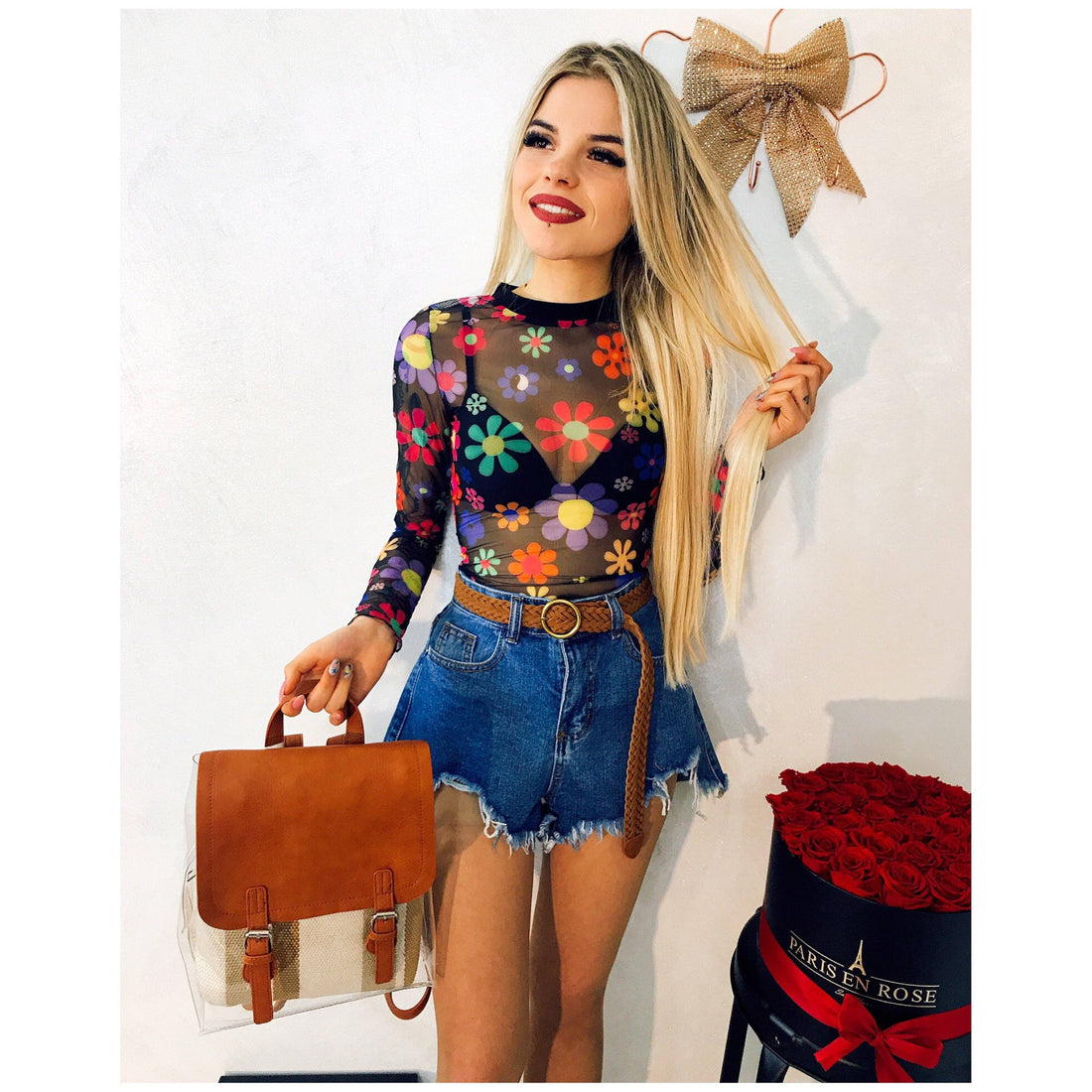 Blusa trasparente a fiori - R.a. Boutique 