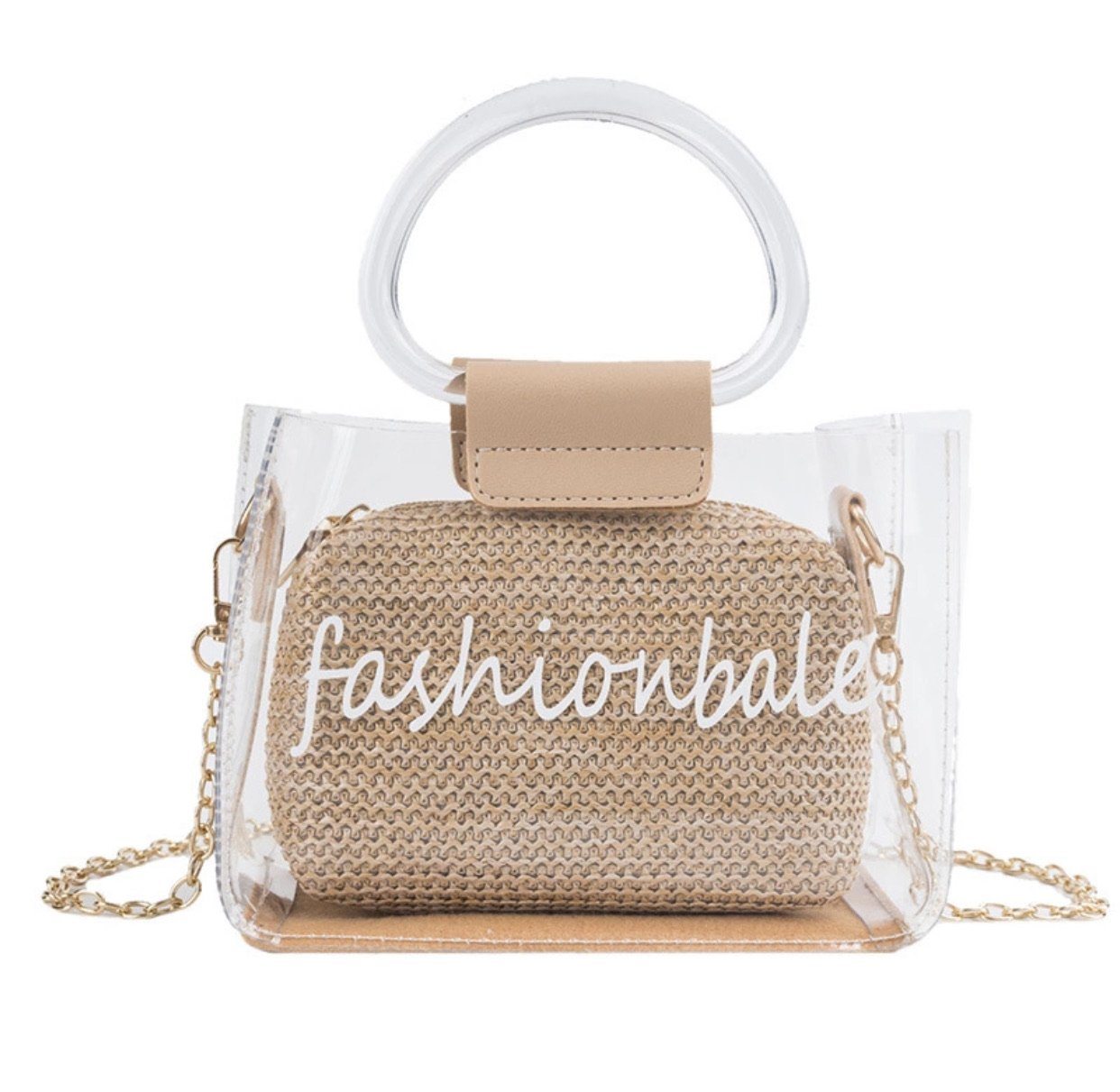 Borsa in plexi con manici e pochette - R.a. Boutique 