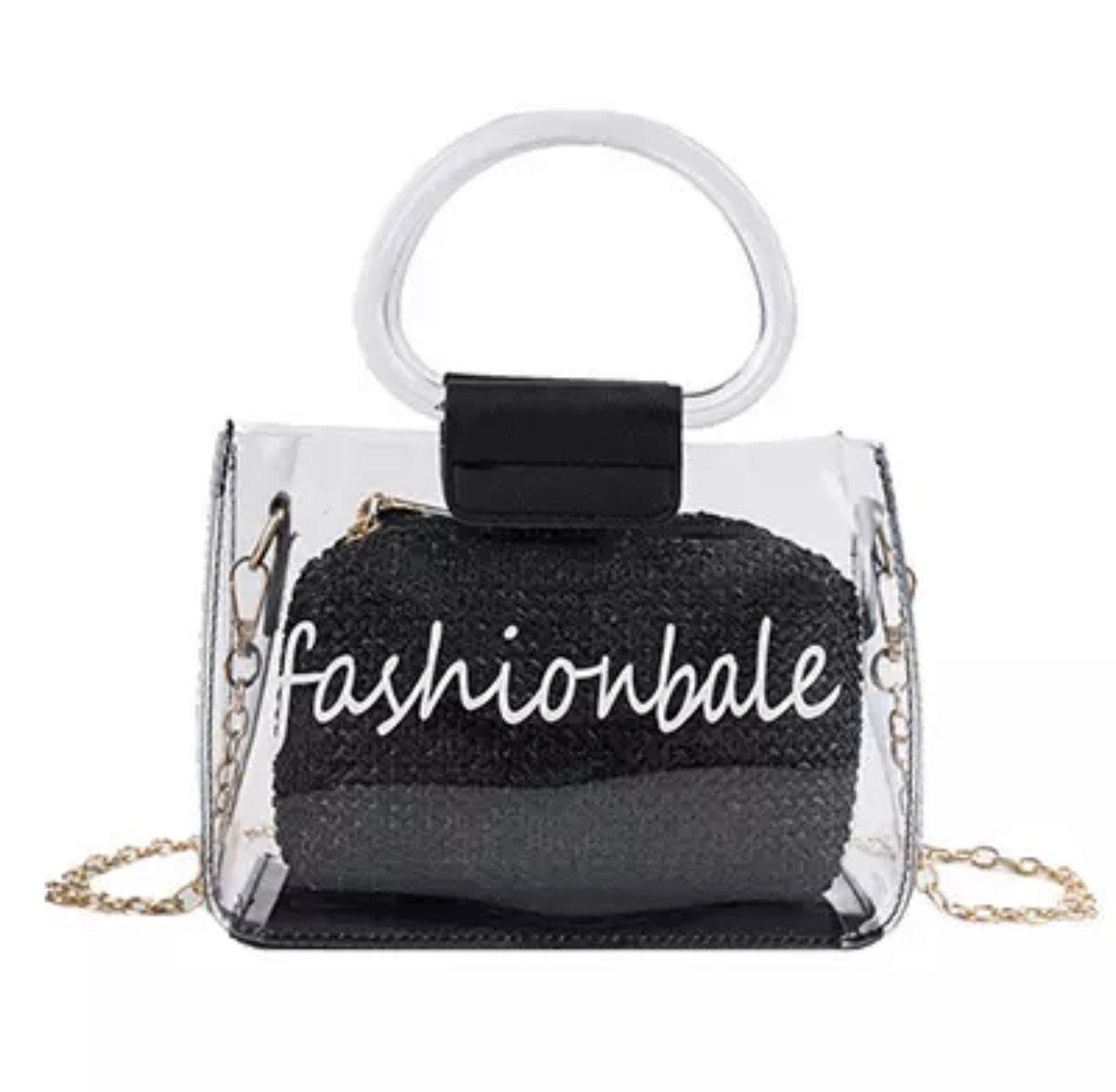 Borsa in plexi con manici e pochette - R.a. Boutique 