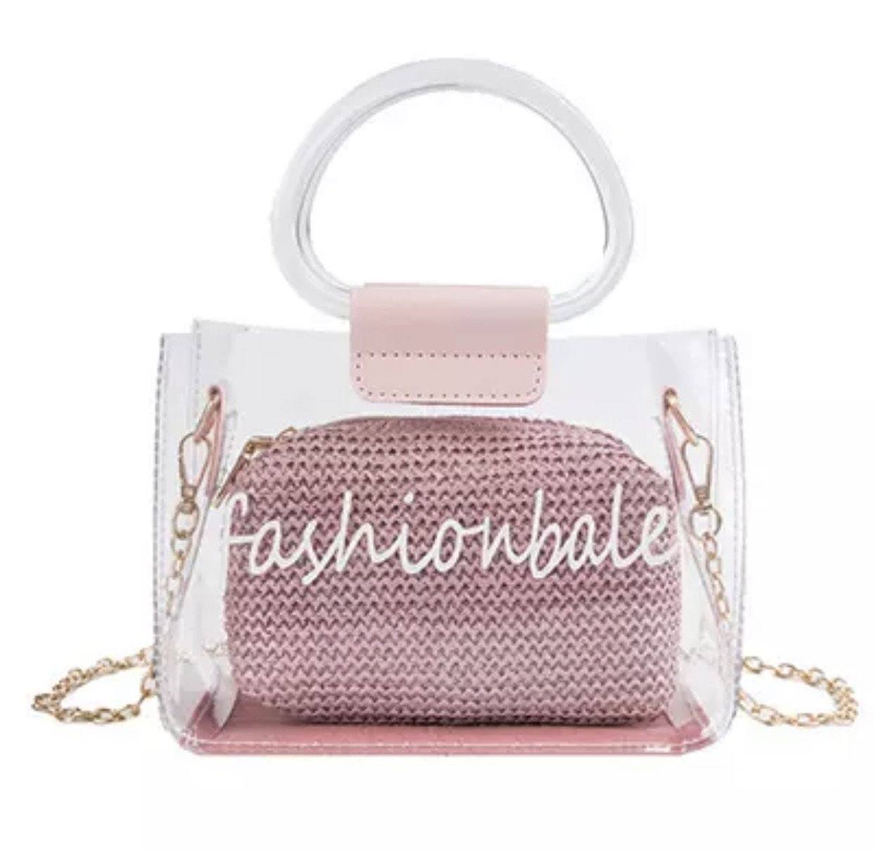 Borsa in plexi con manici e pochette - R.a. Boutique 