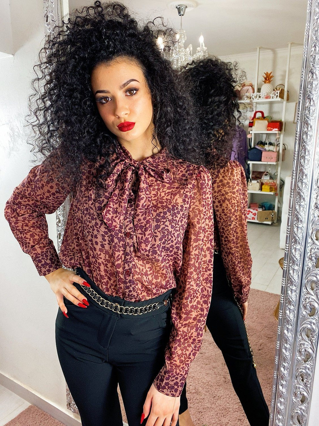 Camicetta con foglie rosa - R.a. Boutique 