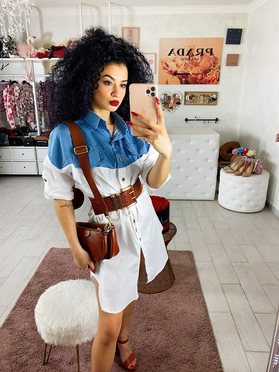 Camicione con dettaglio in jeans - R.a. Boutique 