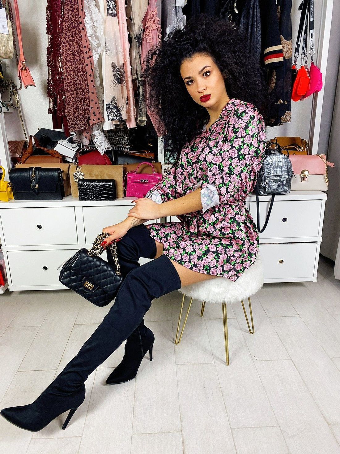 Camicione fantasia fiori rosa - R.a. Boutique 