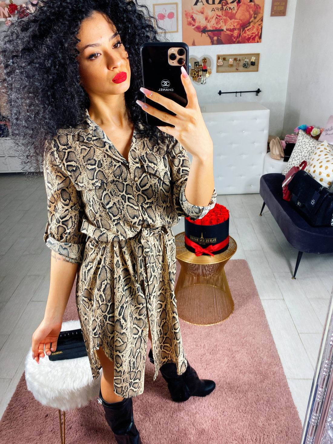 Camicione pitonato con fusciacca - R.a. Boutique 