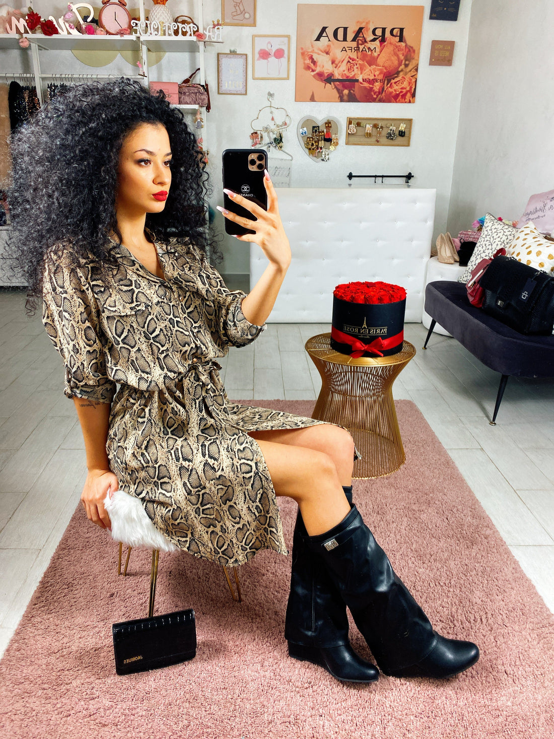 Camicione pitonato con fusciacca - R.a. Boutique 