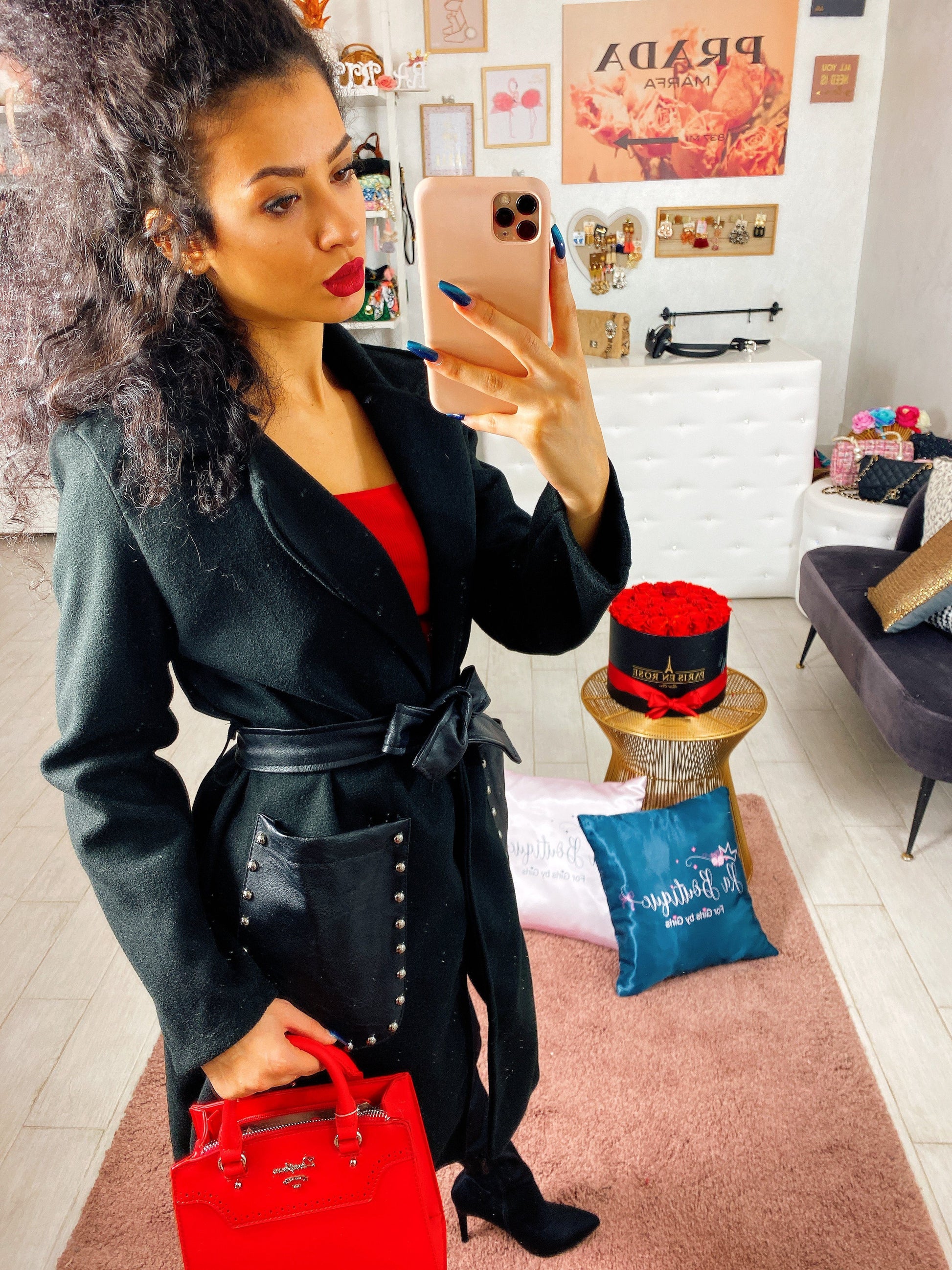 Cappotto con dettagli in pelle - R.a. Boutique 