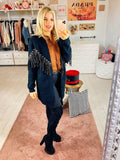 Cardigan nero con frange - R.a. Boutique 