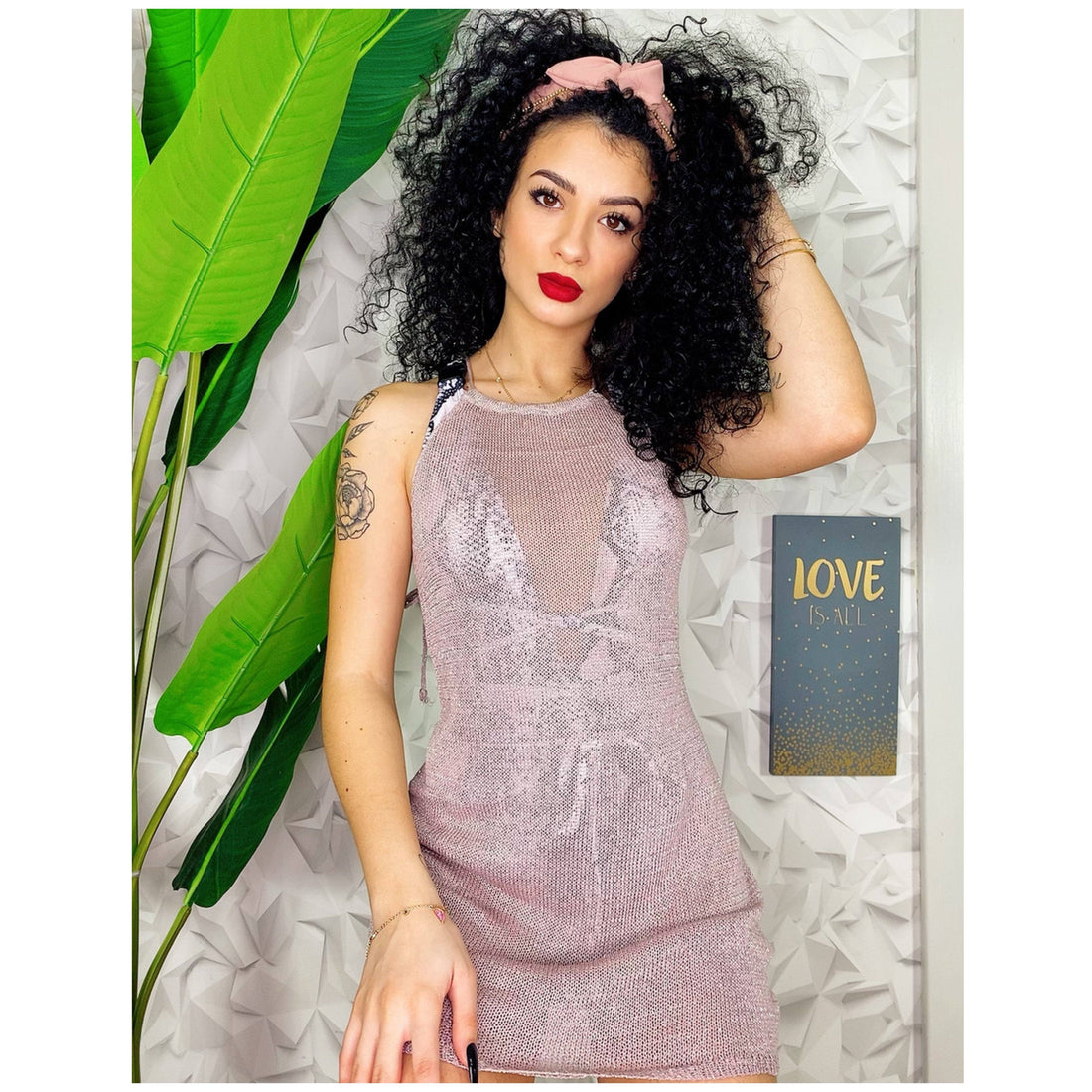 Cerchietto rosa con strass oro - R.a. Boutique 