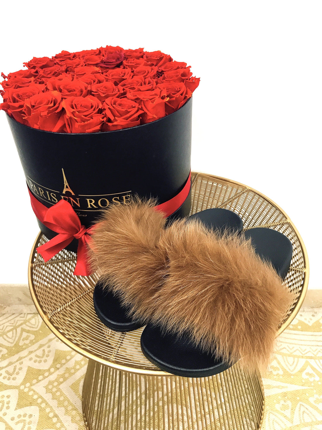 Ciabatte con pelo camel - R.a. Boutique 