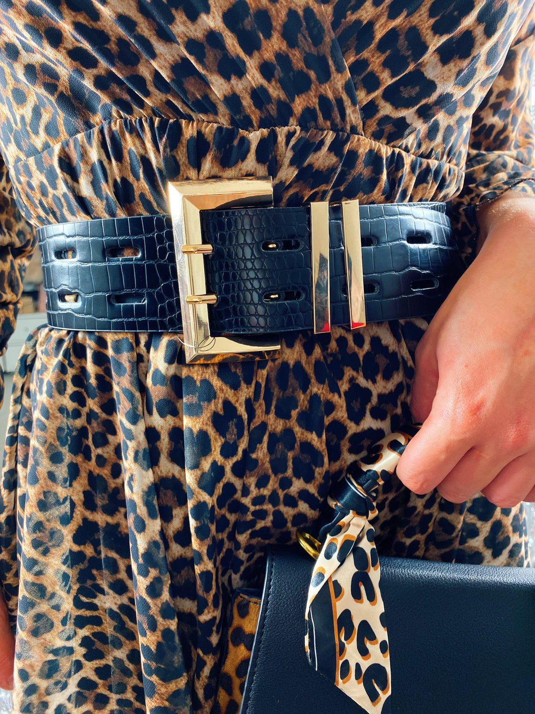 Cinturone black coccodrillato - R.a. Boutique 