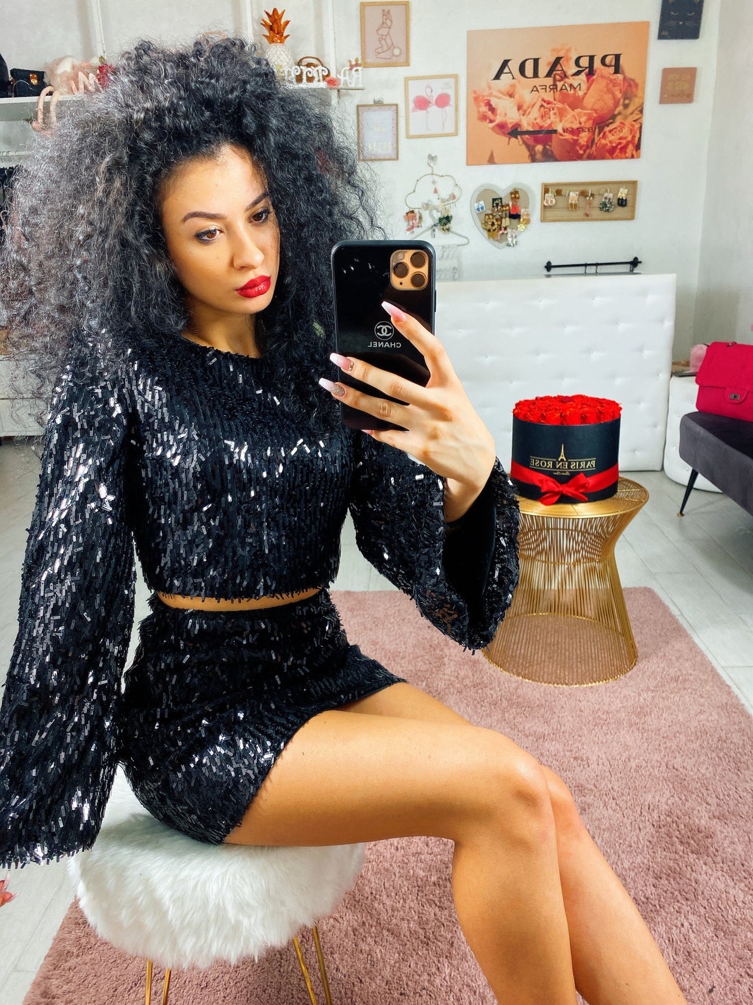 Completo con paillettes black - R.a. Boutique 