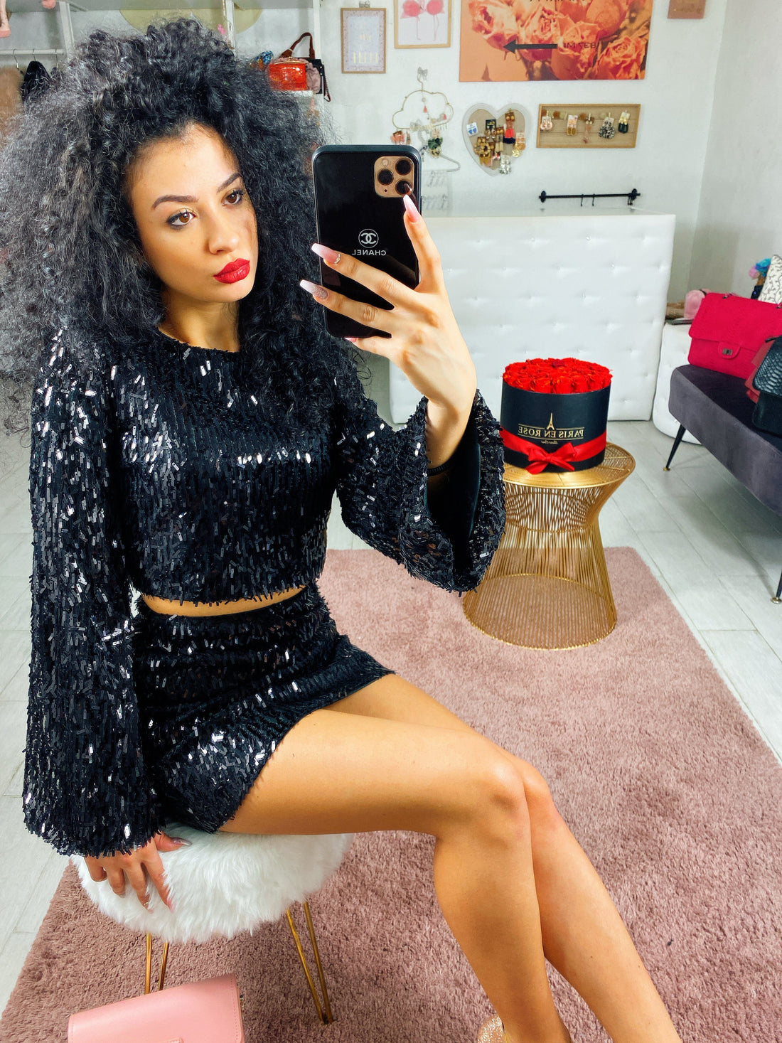 Completo con paillettes black - R.a. Boutique 