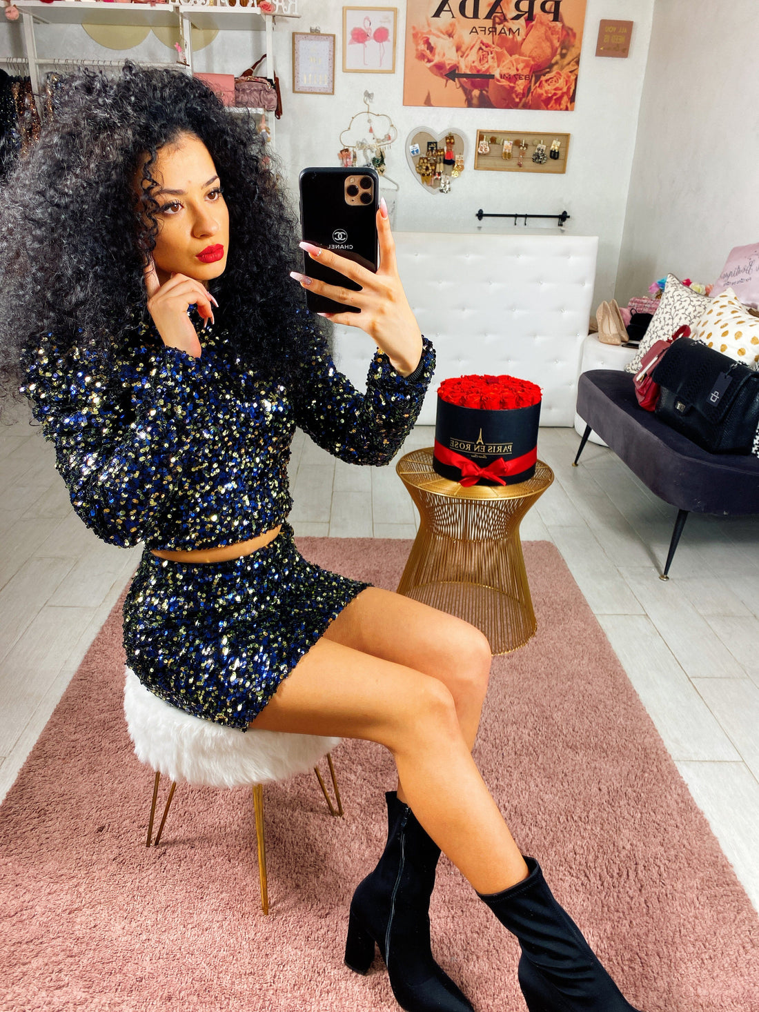 Completo con paillettes blu - R.a. Boutique 