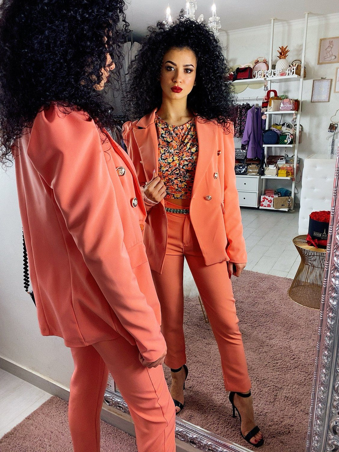 Completo giacca e pantalone pesca - R.a. Boutique 