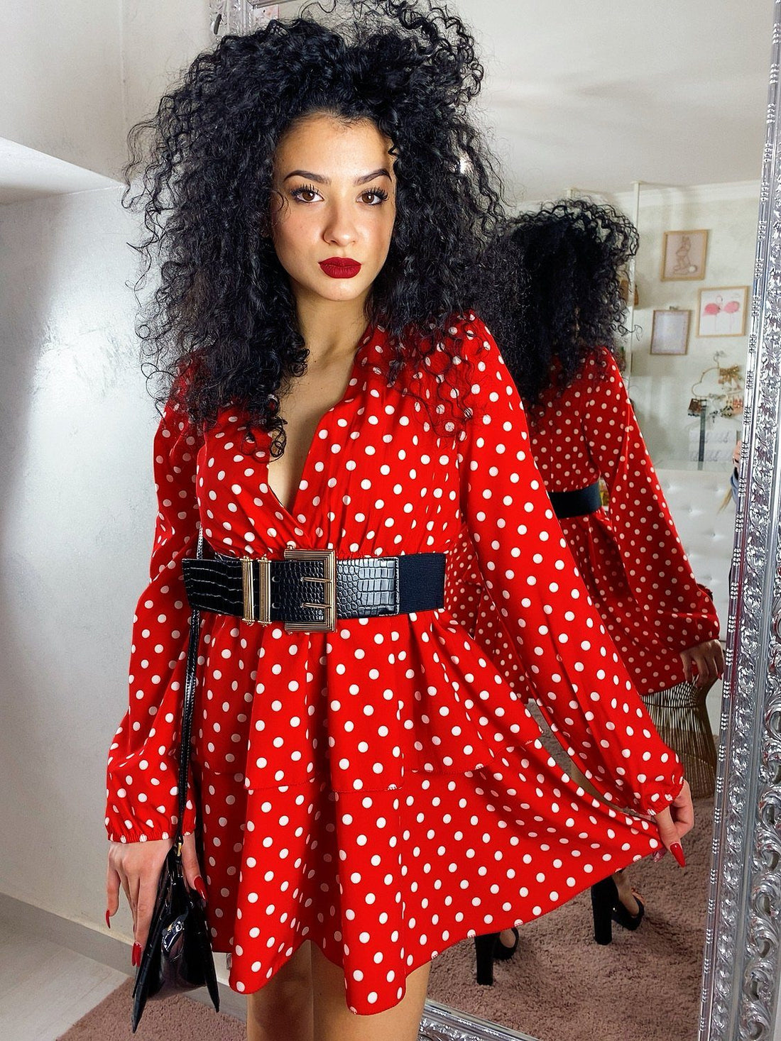 Dress a balze a pois rosso - R.a. Boutique 