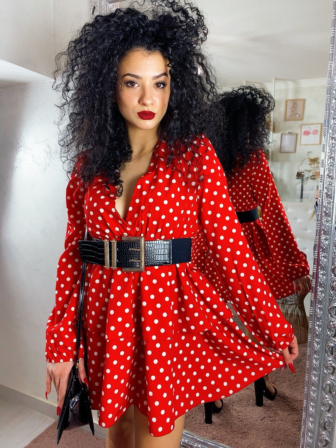 Dress a balze a pois rosso - R.a. Boutique 