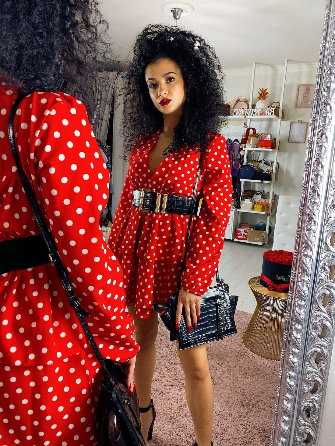 Dress a balze a pois rosso - R.a. Boutique 