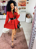 Dress a balze a pois rosso - R.a. Boutique 