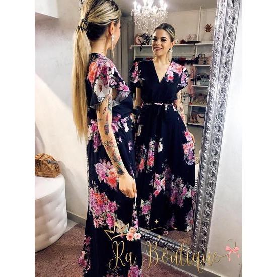 Dress Flower Black - R.a. Boutique 