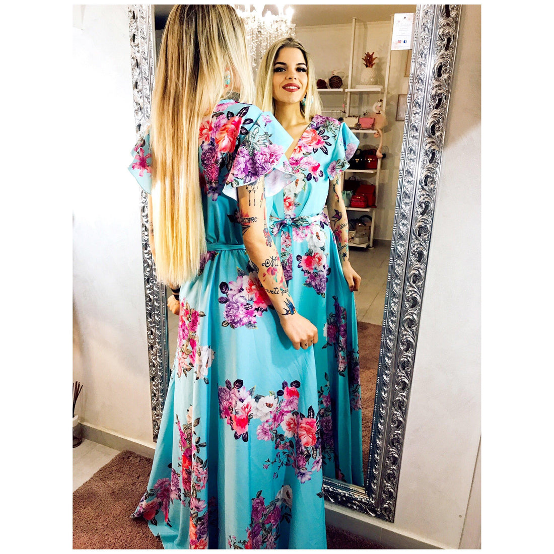 Dress Flower Verdeacqua - R.a. Boutique 