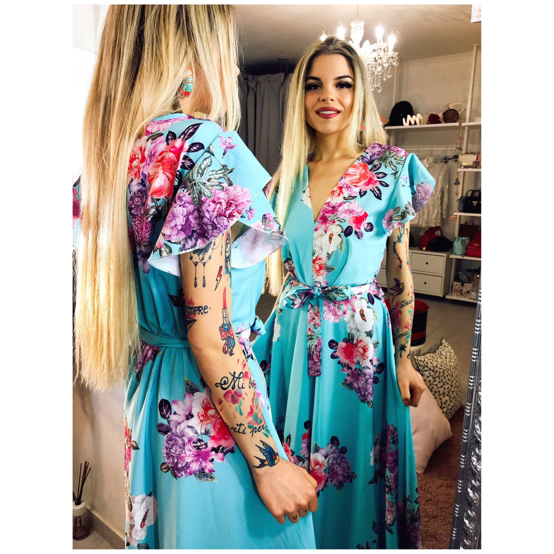 Dress Flower Verdeacqua - R.a. Boutique 