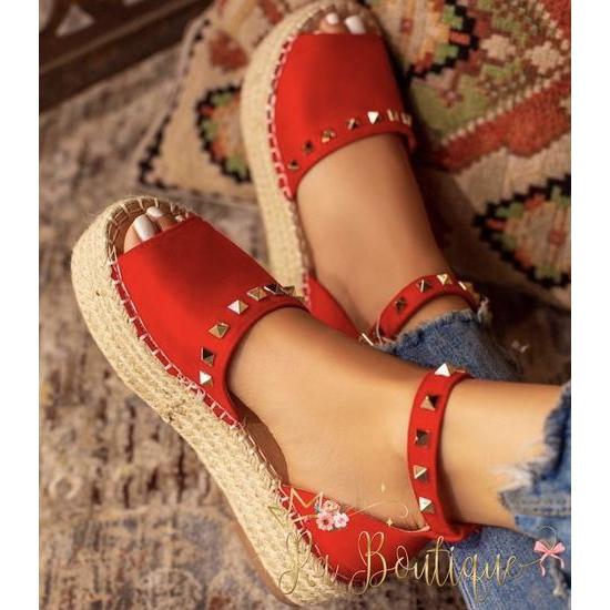 Espadrillas con borchie rosse - R.a. Boutique 