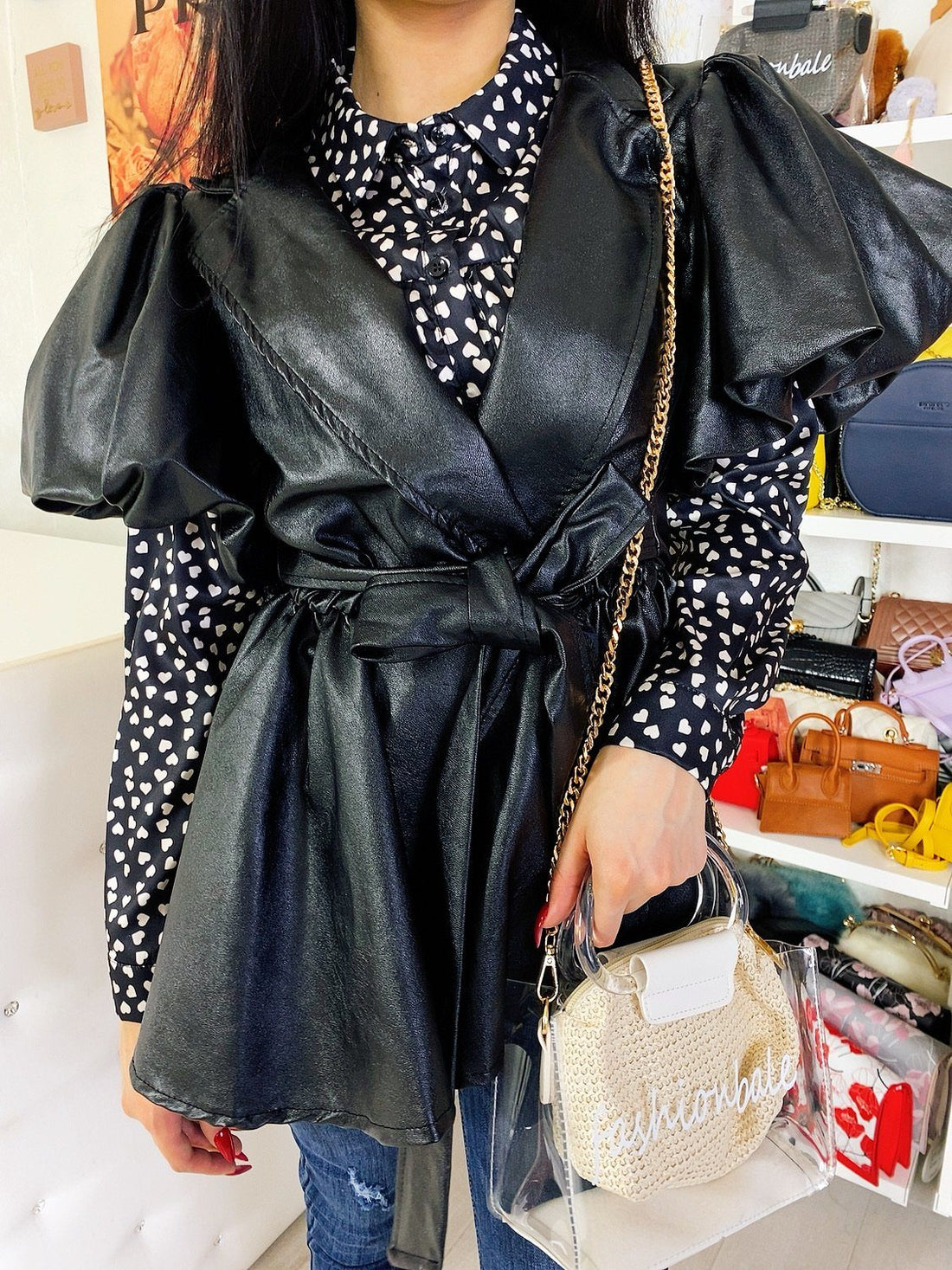 Giacchino in eco-pelle nero - R.a. Boutique 