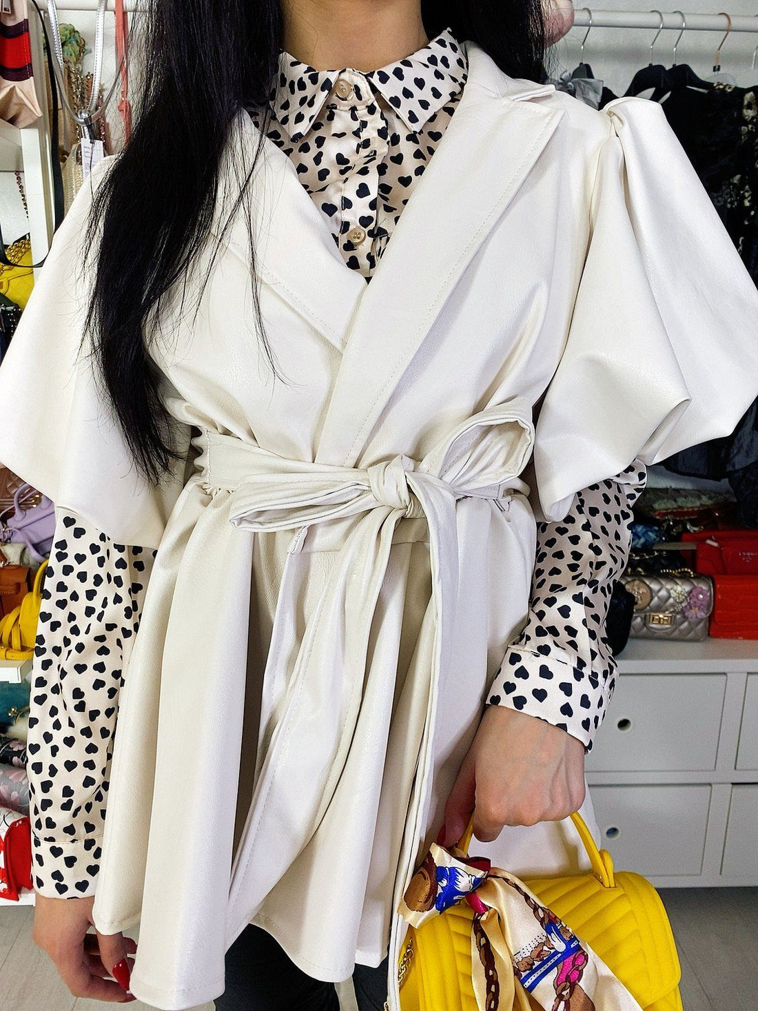 Giacchino in eco-pelle panna - R.a. Boutique 