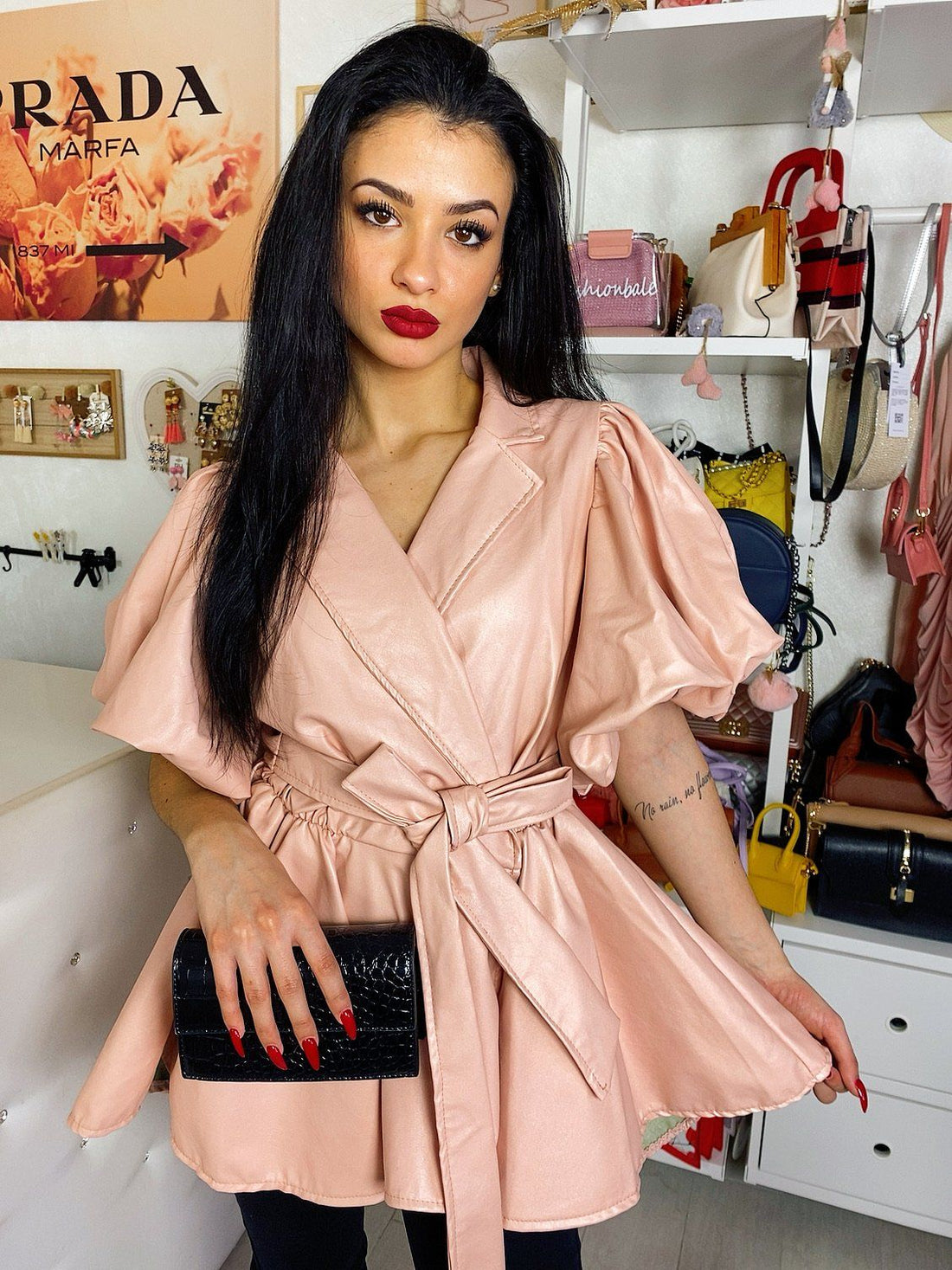 Giacchino in eco-pelle rosa - R.a. Boutique 